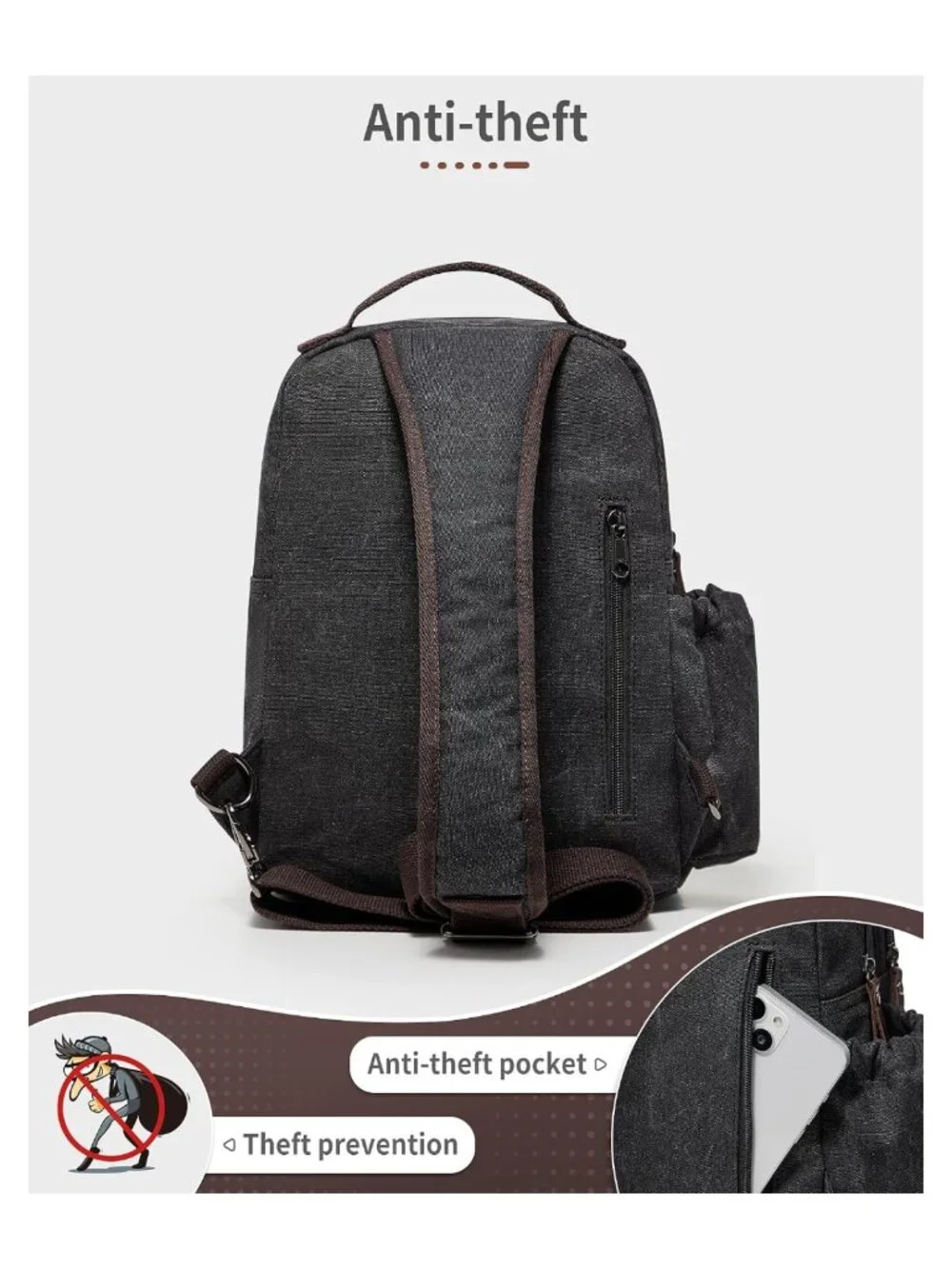 Unisex Canvas Messenger Bag Crossbody Sling Backpack PU Leather Travel